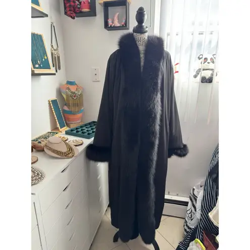 Marvin Richards Vtg Reversible Long Faux Fur Coat Sz 1X Black