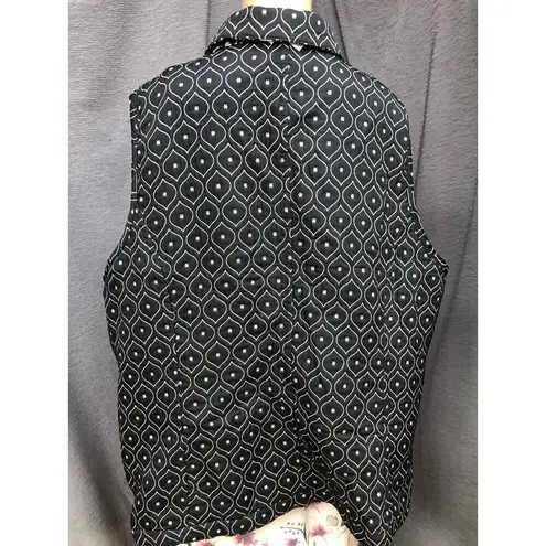cj banks reversible Black and Zip-Up Collared Patterned Womens quilted Vest 2X