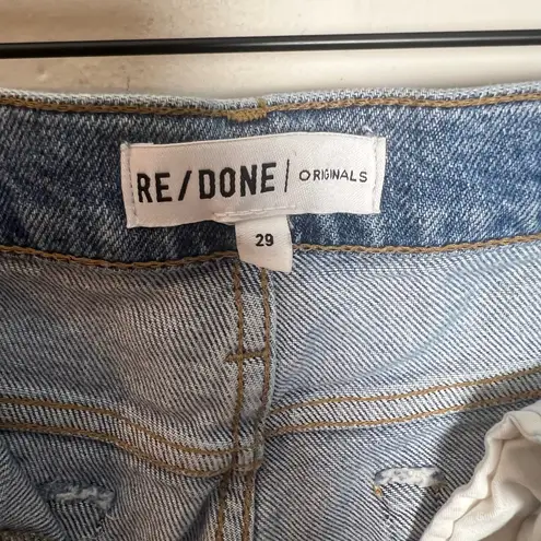 RE/DONE - High Rise Stove Pip Jeans Denim Distressed Ripped Knee Casual