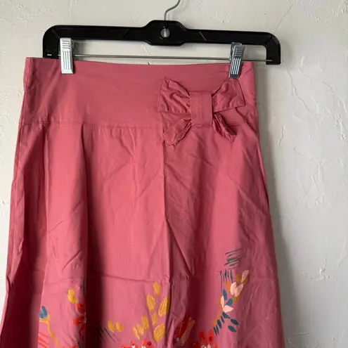 Jiayangyiman Japanese Size 38 US 2 XS Pink Floral Sequin Artsy Boho Skirt