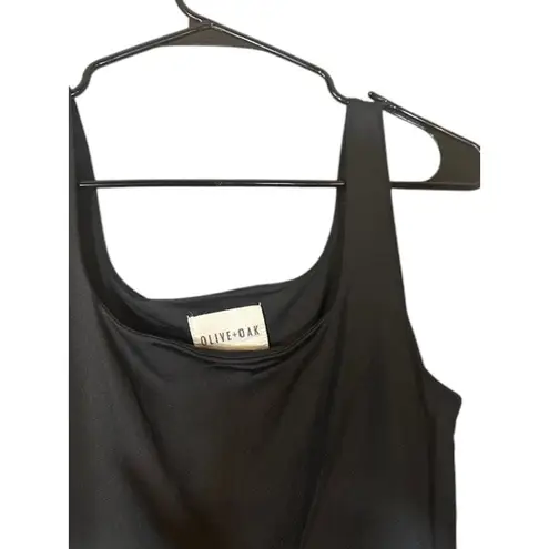 Olive and Oak Black Sleeveless Nylon Spandex Cropped Tank Top Women Sz S