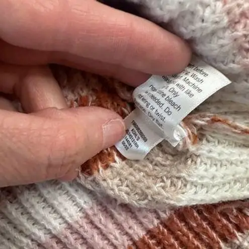 SO Goods for Life Striped Sweater Women’s L Cream Pink Rust Round Hem Cozy Size L