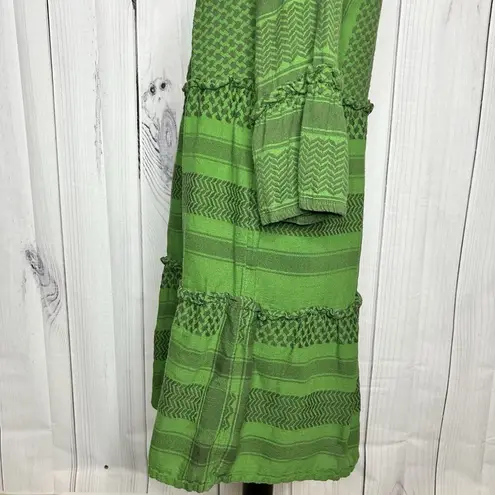 Cecilie Copenhagen Boho Peasant Dress Size XS Womens Green Button Front
