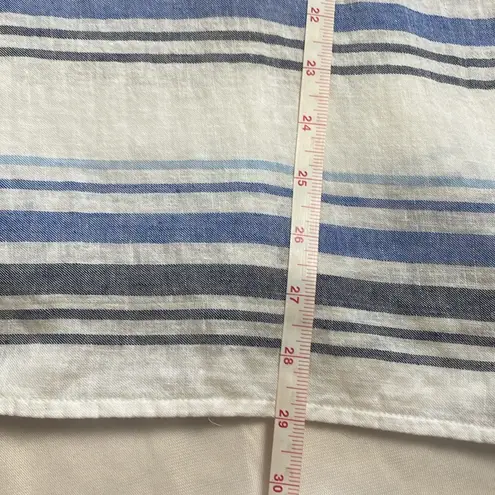 J. Jill Tunic Top Linen Blend White with Blue Stripes Accordion Pleated S Petite Size undefined