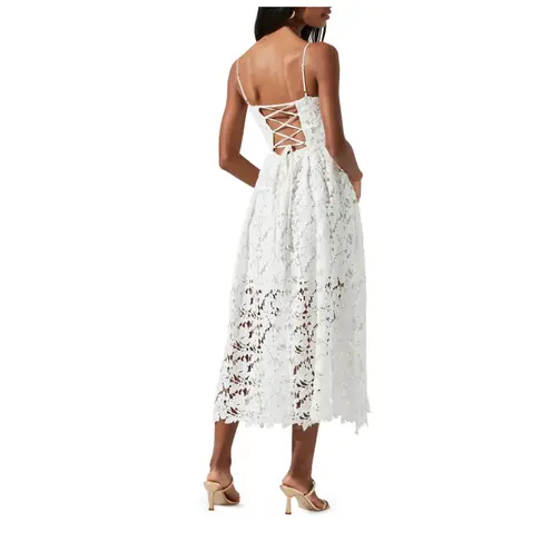 NWT ASTR the Label Joyce Linen Blend Lace Midi Dress Size Small White