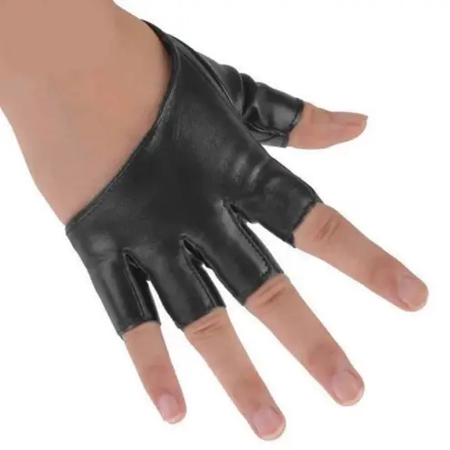 Fingerless Leather Gloves Driving Punk