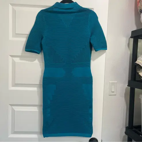 Alexander Wang Technical Short Sleeve Polo Dress in Curaçao Blue Large