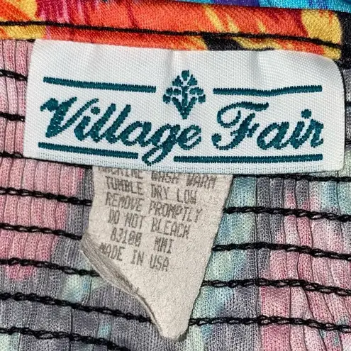 ma*rs Village Fair Vintage Black & Floral Silky Moo Moo Roper Kaftan