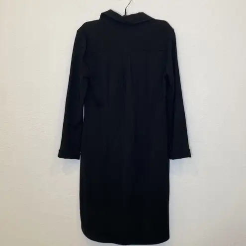 Ann Taylor  Black Collared Half Button Down Midi Shirt Dress NWT Sz M Rayon