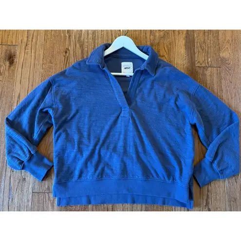 Aerie  blue collared polo sweater cropped pullover size xs