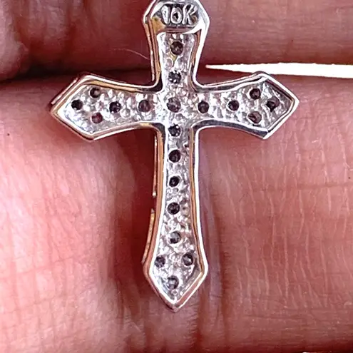 10k White Gold Diamond Cross Pendant