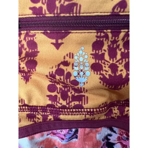 Free People Womens Yoga Leggings With Wild Floral & Geometric Prints Ruched Ankl Orange Size M