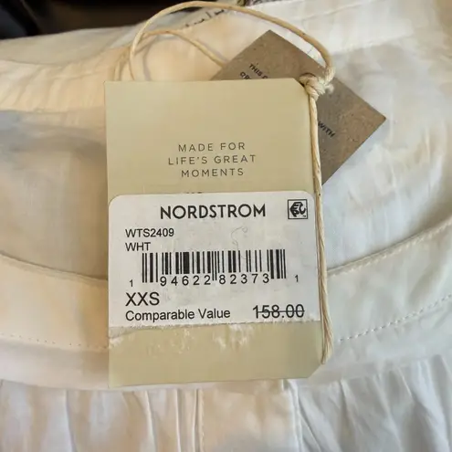 Faherty Enna Button Up Blouse Top Womens XXS White Boho Flowy Organic Cotton NWT