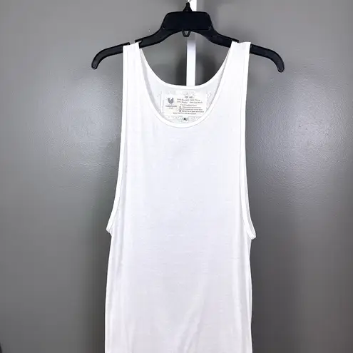 Farmhouse Frocks Tank Dress Size XL Wns White Lace Ruffle Hem Ribbed Scoop