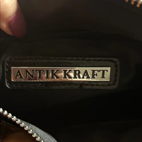 Antik Kraft Black Leather Shoulder Bag Adjustable Strap