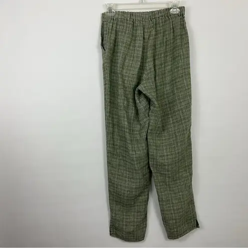 Flax Green Plaid Petite Linen Pants Size Petite