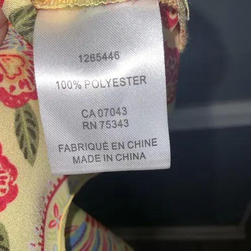 Rachel Roy Red &Yellow Colorful Parrot Print Short Ruffle Sleeve Blouse Large Green Size undefined