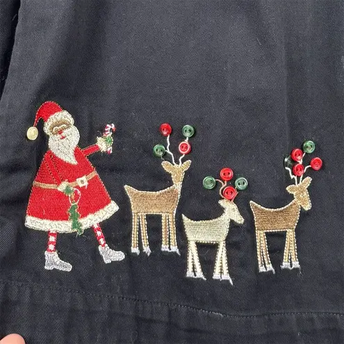 Christopher & Banks Women's Size Large Christmas Jacket Santa Embroidery