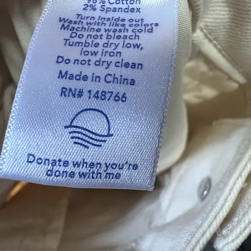 Oliver Logan Ecru Color Aberdeen Wide Leg High Rise Cropped Raw Hem Size 32