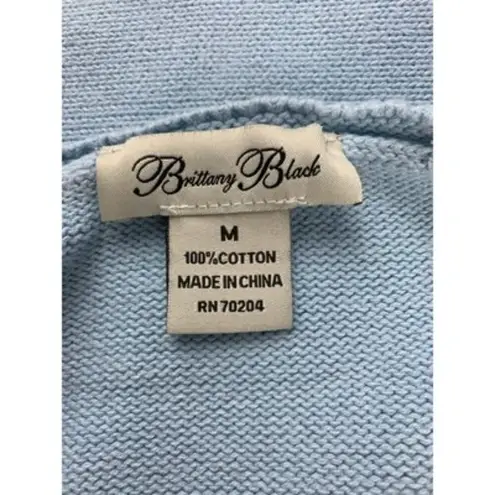 Brittany Black Light Blue Cotton Knit Sweater Womens M Size M