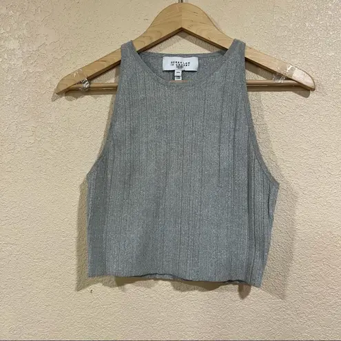 Derek Lam 10 Crosby Gray Silver Metallic Rheya Knit Crop Top