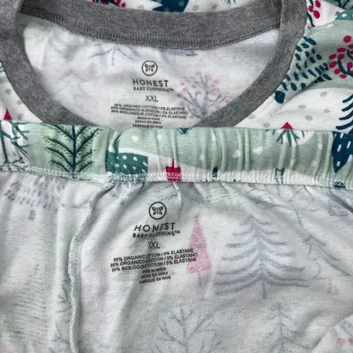 HonestBaby Organic Cotton Holiday Feelin' Pine Jammies Pajamas XXLarge White Size XXL