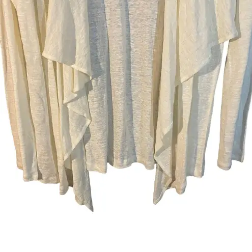 Verve Ami White 100% Linen Waterfall Draped Opened Front Cardigan Women Sz XL