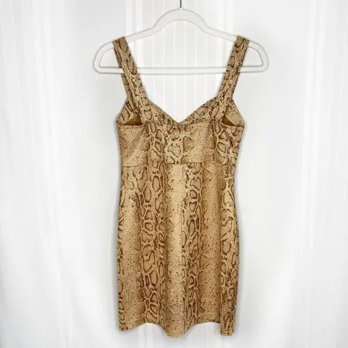 Lush Clothing LUSH Sleeveless Bodycon Snakeskin Mini Dress Size Small Tan Brown Animal Print