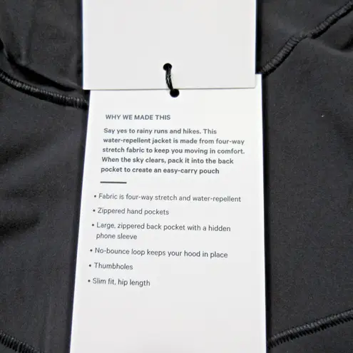 NWT Lululemon Mist Over Windbreaker in Black Lightweight Jacket 10 thumbnail 5