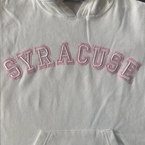 J. America Women’s White Embroidered SYRACUSE College Drawstring Hoodie Size S NEW