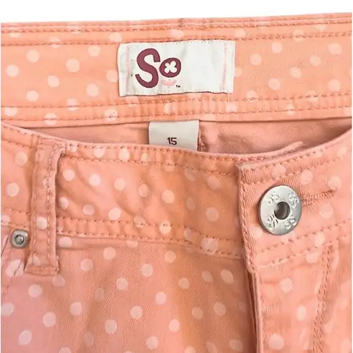 SO Skinny Ankle Jeans Juniors Papaya Punch Polka-Dot Playful Chic Size 15