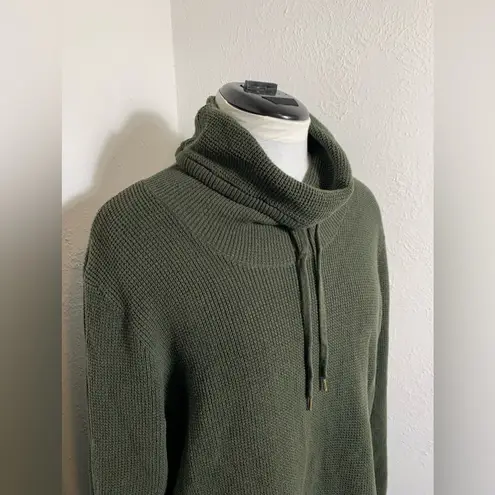 Lauren Ralph Lauren green funnel drawstring neck sweater dolphin hem sweater XL