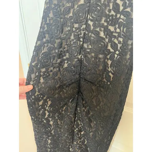 GLAMAZON Women's Black Tan Strapless Tube Top Dress Midi Front Slit Size Small