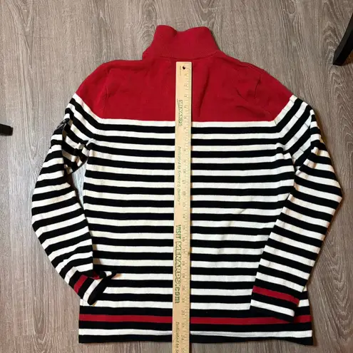 Lauren Ralph Lauren Women’s XL Nautical Stripe Quarter Zip Sweater Cotton 2000s Red