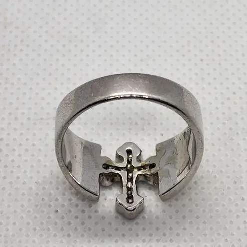 Premier Designs Devotion Silver Tone Crystal Cross Ring