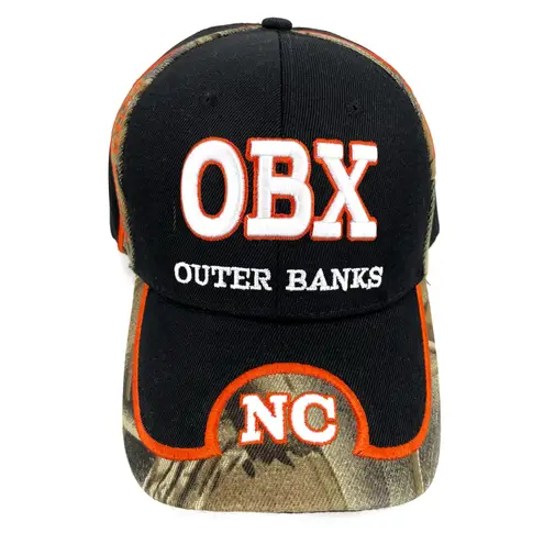 OBX Outer Banks NC Baseball Hat Dad Cap Souvenir North Carolina Travel Camo OS Black