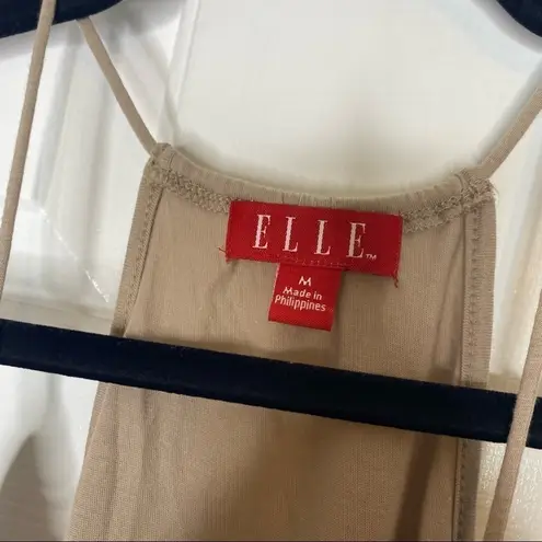 Elle Halter Tank Top Sleeveless Blouse Sequins Tan Neutral Shirt size medium M