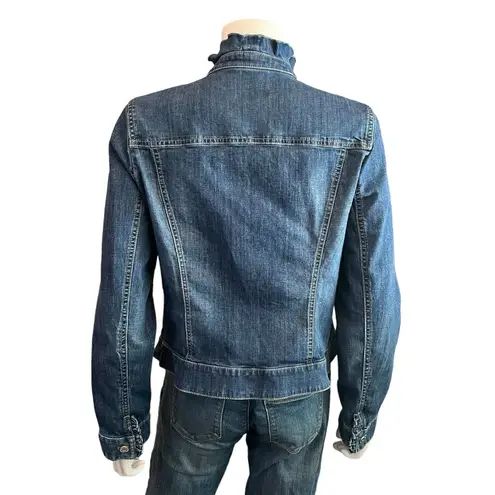 White House | Black Market  Ruffle Blue Jean Jacket Size 12