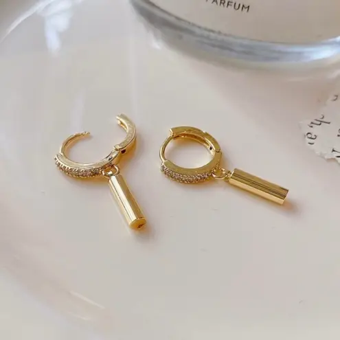 18K Gold Plated Circle Bar Dangle Drop Earrings for Women,Huggie Hoop Earrings