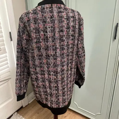 Just Fab Tweed Cardigan Jacket Size Small Gold Buttons Structured Academia Black