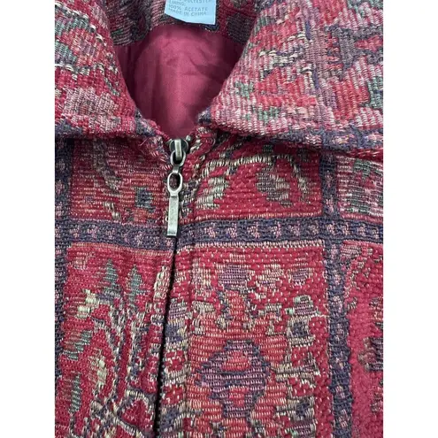 The Territory Ahead Red Print Tapestry Vest Zip Front Side Tabs Lined Size 14 - Image 5