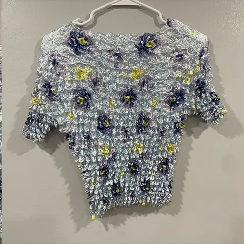 Y2K Popcorn Floral Crinkle Shirt