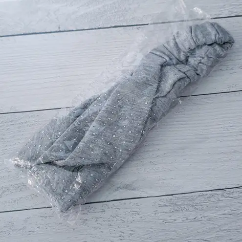 Grey with Silver Tone Accents Fabric Hairband / Headband