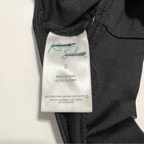 Kona Sol Tie Front Halter Bralette Bikini Top Black NWOT S