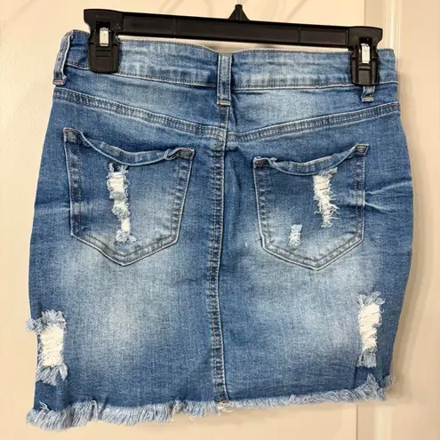 Wax Jean Distressed Denim Mini Skirt