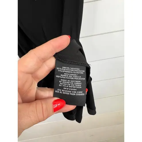 R & M Richards Black Printed Collar Necklace Detail Sleeveless Tunic Dress Sz 12P