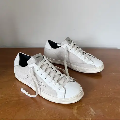 P448 • John Sneaker low top glitter Softy grey white suede lace up sparkle