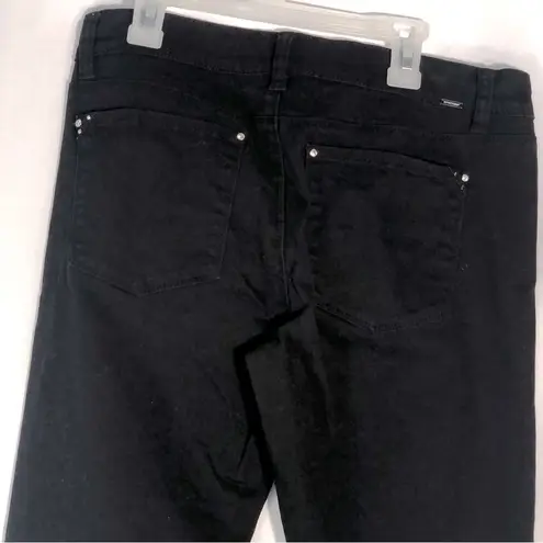 White House | Black Market  Mid Rise Black Jeans Skimmer Zip Ankle Rhinestone Sz 8