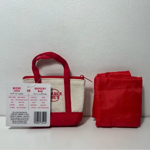 Trader Joe’s Canvas Micro Mini Tote with Reusable Grocery Bag Charm Red