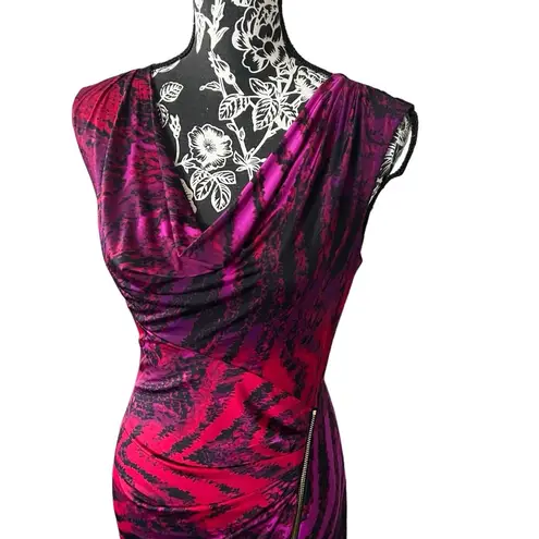 Cache  Red Purple Cowl Neck Dress evening designer gown brand new medium